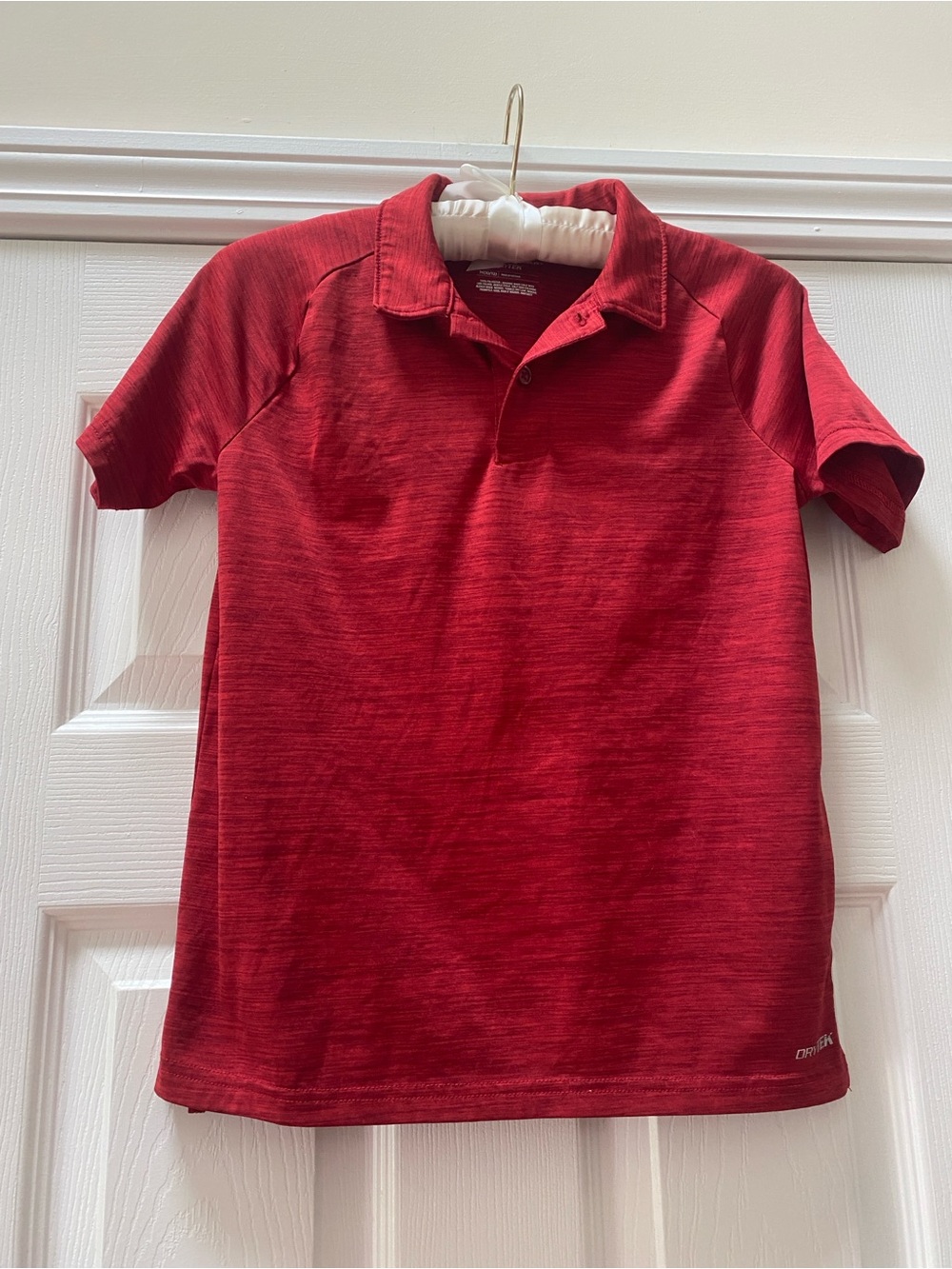 Red Heather Tek Gear DryTek Performance Polo, Size Boys M (10/12)